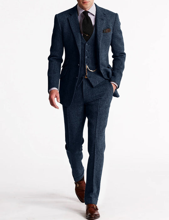Herren Tweed Anzug Dreiteilig Mit Blazer Weste Und Hose