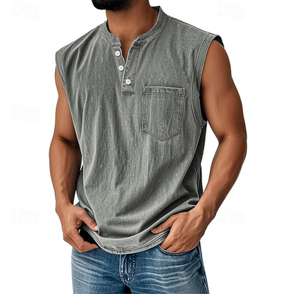 Herren Tanktop im Vintage Look mit ärmellosem Schnitt von hinten gezeigt