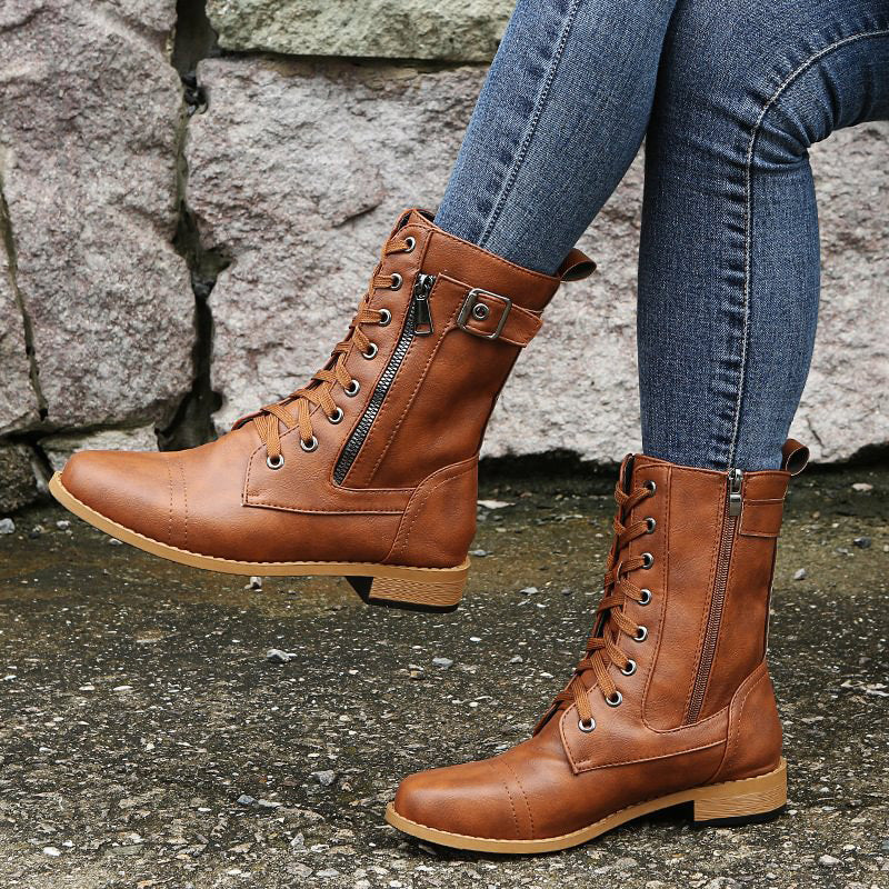 Damen Stiefel Mit Seitlichem Reißverschluss Im Klassischen Design