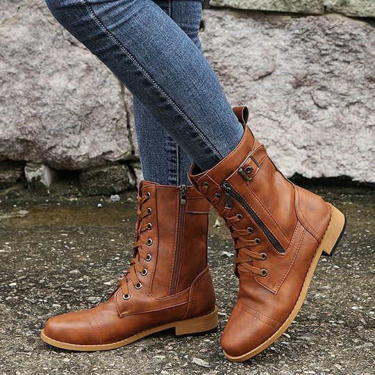 Damen Stiefel Mit Seitlichem Reißverschluss Im Klassischen Design