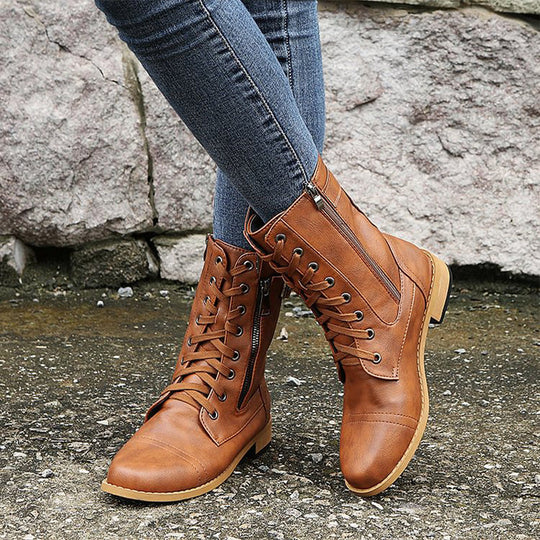 Damen Stiefel Mit Seitlichem Reißverschluss Im Klassischen Design