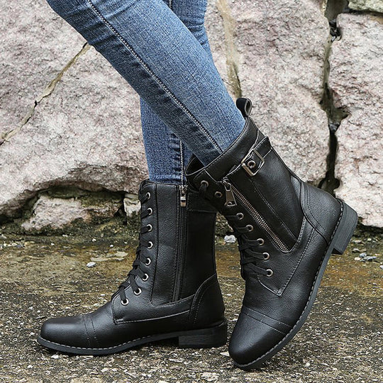 Damen Stiefel Mit Seitlichem Reißverschluss Im Klassischen Design