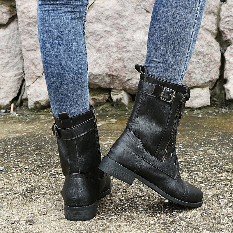 Damen Stiefel Mit Seitlichem Reißverschluss Im Klassischen Design