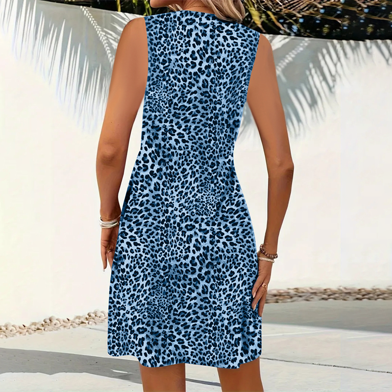 Damen Minikleid mit Leopardenmuster mit betonter Passform