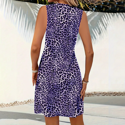 Damen Minikleid mit Leopardenmuster in elegantem Freizeitlook