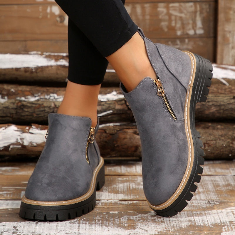 Damen Stiefeletten Mit Reißverschluss Und Klassischem Design