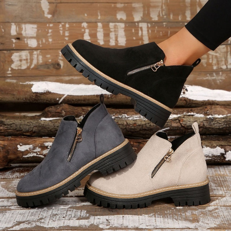 Damen Stiefeletten Mit Reißverschluss Und Klassischem Design