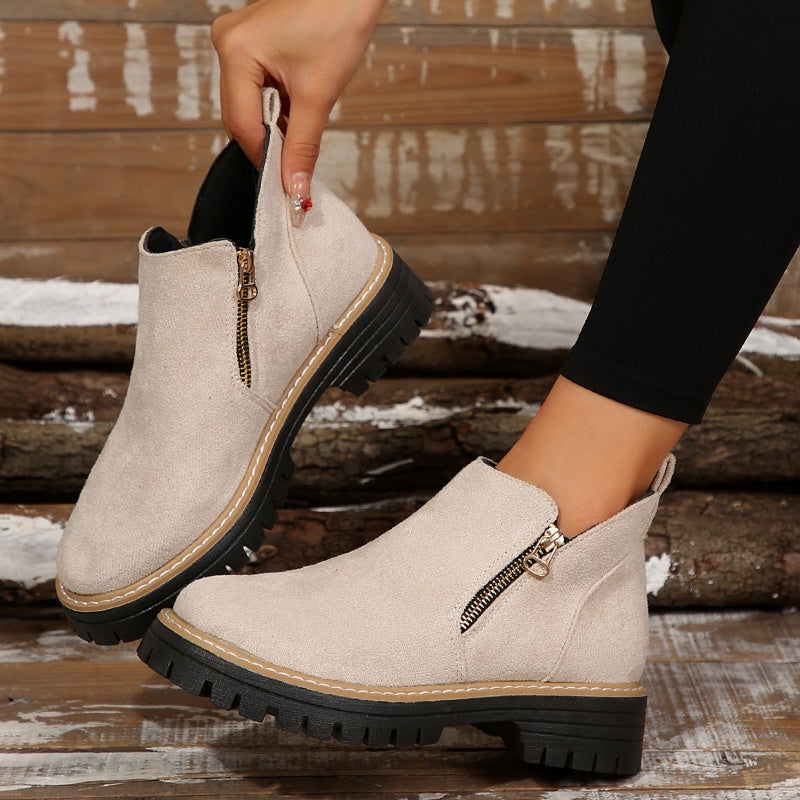 Damen Stiefeletten Mit Reißverschluss Und Klassischem Design