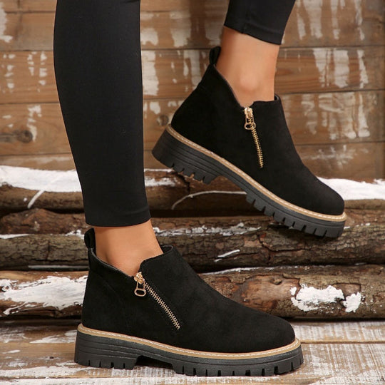 Damen Stiefeletten Mit Reißverschluss Und Klassischem Design
