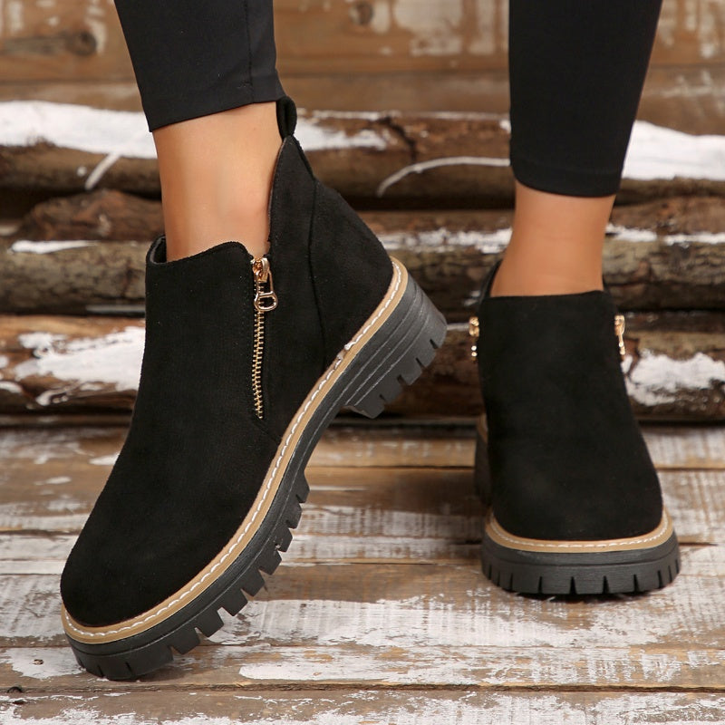 Damen Stiefeletten Mit Reißverschluss Und Klassischem Design