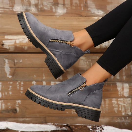 Damen Stiefeletten Mit Reißverschluss Und Klassischem Design