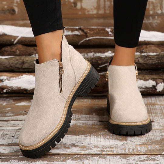Damen Stiefeletten Mit Reißverschluss Und Klassischem Design