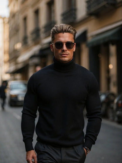 Herren Rollkragenpullover Aus Jungwolle