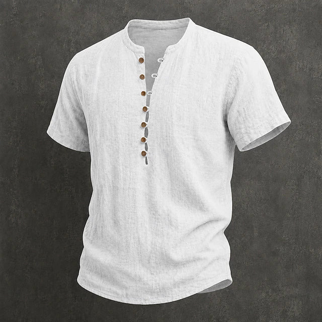 Herren Leinenhemd mit Stehkragen als lässiger Sommerlook
