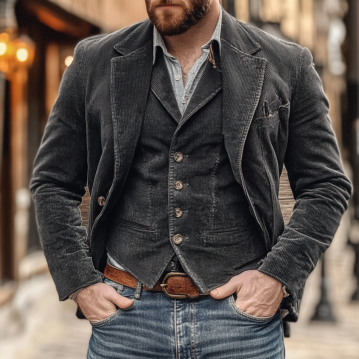 Herren Blazer Und Weste Set Im Vintage Stil