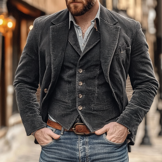 Herren Blazer Und Weste Set Im Vintage Stil