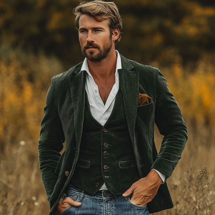 Herren Blazer Und Weste Set Im Vintage Stil