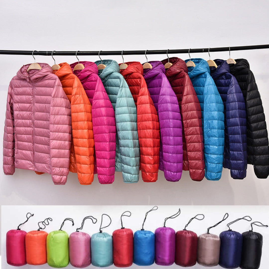 Damen Daunenjacke Mit Kapuze Und Klassischem Design