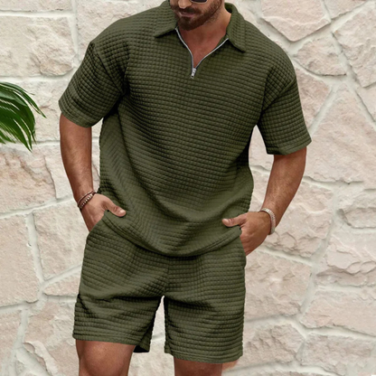 Herren Sommer Set In Waffelstrick Mit Relaxed Fit