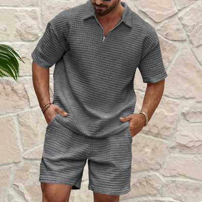 Herren Sommer Set In Waffelstrick Mit Relaxed Fit