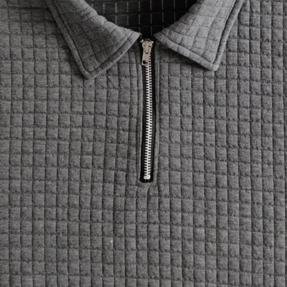 Detailansicht des Waffelstricks am Herren Polohemd und an den Shorts