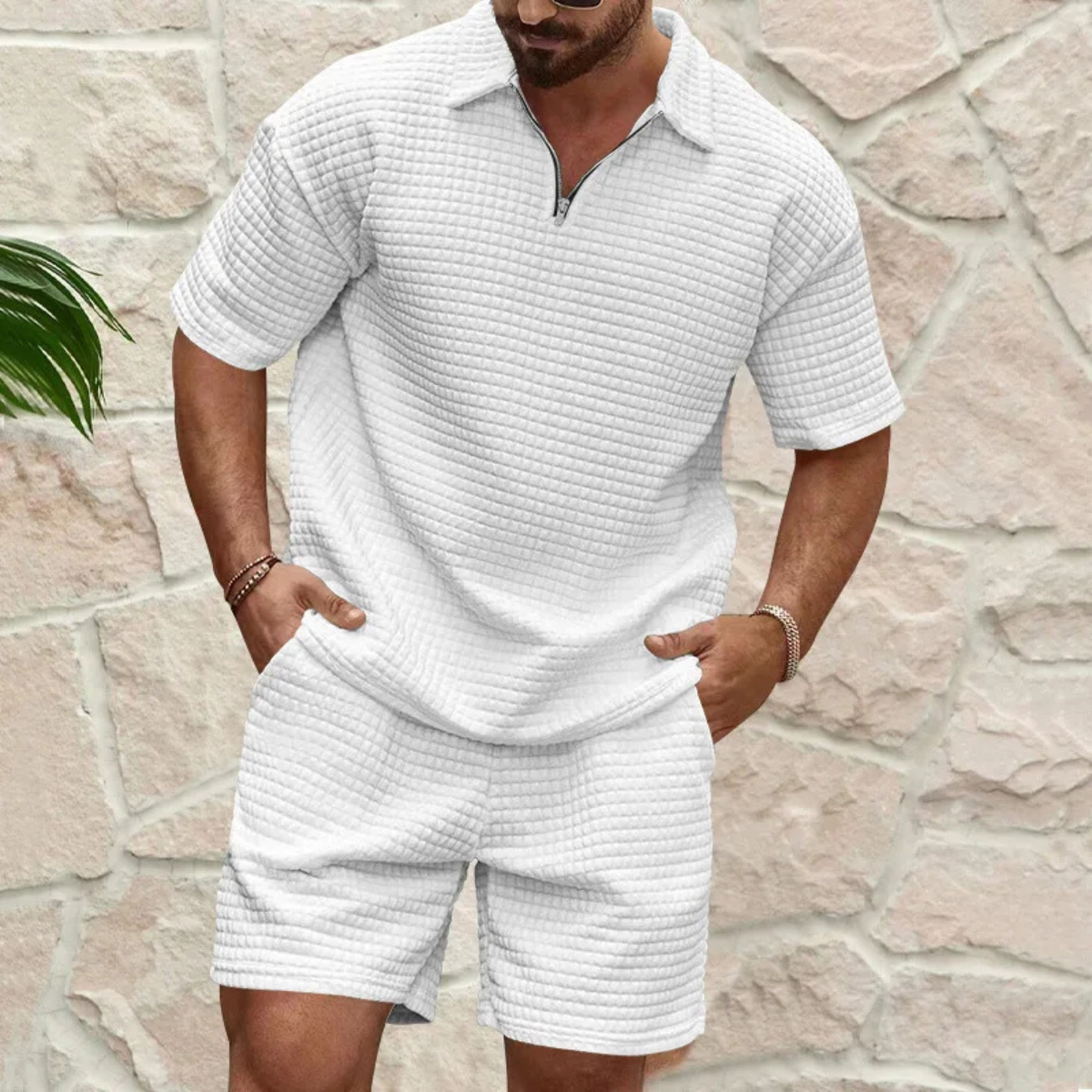 Herren Co-Ord für den Sommer mit strukturierter Oberfläche und relaxed fit