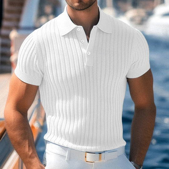 Herren Sommer Polo Mit Strukturiertem Strickdesign